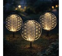 Lampada per Esterni Decorazione Giardino Solare Argento LED da Fiore 3er Set
