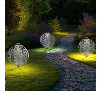 Lampada per Esterni Decorazione Giardino Solare Argento LED da Fiore 3er Set