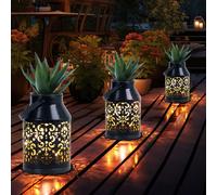 Lampada per Esterni Lanterna Luce Solare da Giardino Vaso Piante LED 3er Set