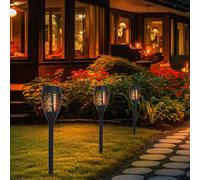Lampada per Esterni Luce con Picchetto Solare LED Effetto Fuoco Nero Giardino 3x