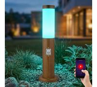 Luce con Piedistallo da Esterno Piantana Smart RGB LED App Simil Legno Movimento [EEK: G]