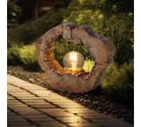 Lampada per Esterni Luce Solare Balcone Batteria Braun Simil Legno LED 30,5cm