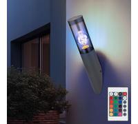 Lampada per Esterni Parete Fiaccola LED Acciaio Inox Antracite Telecomando RGB [EEK: F]