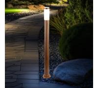 Lampada per Esterni Piantana Acciaio Inox da Percorso Simil Legno Giardino E27 [EEK: Non valutato]