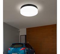 Lampada per Esterni Soffitto Patio Alluminio Nero Vetro Opale da Giardino 18,4cm