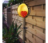 Lampada per Esterni Solardeko da Giardino Welcome Nero Oro LED a Spiedo Chiodi