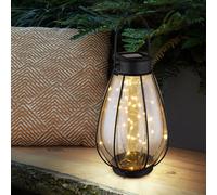 Lampada per Esterni Solare a Sospensione LED Decorativa Giardino Vetro Ambra