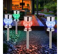 Lampada per Esterni Solare a Spiedo LED da Giardino Cambio Colori RGB Chiodi 4x