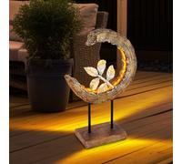 Lampada per Esterni Solare da Tavolo Luce con Picchetto Giardino LED Bocca Legno