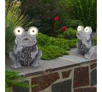 Lampada per Esterni Solare Giardino LED Sguardo di Pietra Grigio Ranocchio 2x