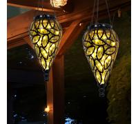 Lampada per Esterni Solare Sospensione LED Nero Antico Ambra Decorativa 2er Set