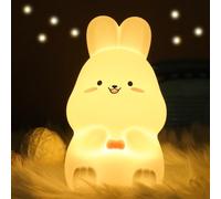 lampada per gatti Luce Notturna Bambini, RGB Lampada Notturna Per Bambini, Dimmerabile Lucina Notte Bambini, Funzione Timer 7 Colori di batteria LED Silicone Regalo Neonato Cameretta (coniglio)