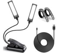 LAMPADA PER LETTURA CON PINZA DUAL HEAD, LUCI PER LEGGIO MUSICALE, 32 LED, REGOL
