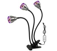 Lampada per piante, Lampada LED for la crescita a spettro completo 5V USB con staffa for piante da interno, fiori, piantine, tenda VEG, lampada fito(3 head)