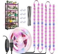 Lampada per Piante Luci di crescita impermeabili per piante da interno A spettro pieno Pianta Grow Lights Indoor USB con Auto ON/Off Timer Rosa Blu 120LEDs luci per piante da interno (6.56FT)