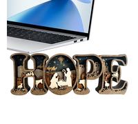 Lampada per presepe in legno 3D per interni, decorazione con lettere della speranza, lampada natalizia a batteria, decorazione per casa, camera da, ufficio, scrivania