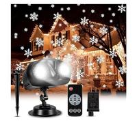 Lampada per proiettore、 Luci del proiettore for nevicate natalizie da 1 pz for esterni, proiettore rotante for fiocchi di neve 2 in 1 aggiornato con timer remoto IP65 impermeabile 、decorazione del cor