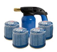 Lampada Per Saldare Cannello Accendi Fuoco Kemper + 4 Bombole Gas Butano Sicuro