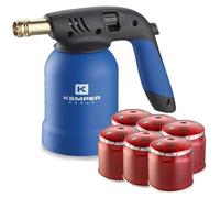 Lampada Per Saldare Tornado Accensione Piezo Con Cartucce Gas 190 Gr. Kit Pronto All'Uso (Saldatore + 6 Cartucce)