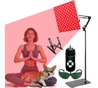 Lampada per terapia a luce rossa per viso e corpo, pannello riscaldante a LED infrarossi vicini con 225 LED, con 5 livelli di luminosità, timer e supporto, mitiga la tensione muscolare e articolare