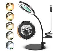 Lampada per unghie a collo di cigno 10X, lampada con lente d'ingrandimento da 6,3", lampada per l'apprendimento della protezione degli occhi da lettura USB, lampada per unghie di bellezza per
