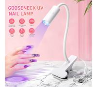 Lampada per unghie a collo di cigno con molletta USB, lampada UV LED per polimerizzare lo smalto gel per unghie, asciugatore per unghie rotante a 360°, adatto per uso domestico e per salone di bellezz