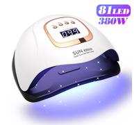Lampada per unghie a LED UV Lampade per polimerizzazione delle unghie da 380 W per salone domestico Potenti lampade per asciugatura a LED per tutti gli attrezzature professionali per unghie con smalto