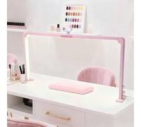 Lampada per unghie a tre ante per scrivania, luce ad arco per ciglia, luce LED per manicure con supporto per telefono, 34,84", 3000K-6000K, lampada da scrivania per trucco regolabile(Pink)