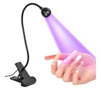 Lampada per unghie da scrivania a clip, design a collo di cigno regolabile, essiccatore per smalto alimentato tramite USB, luce versatile per polimerizzare il gel per unghie, nero