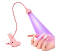 Lampada per unghie da scrivania a clip, design a collo di cigno regolabile, essiccatore per smalto alimentato tramite USB, rosa, luce versatile per la cura del gel delle unghie