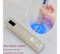 Lampada per unghie ricaricabile USB palmare con decorazione in strass e display LCD, facile da controllare il tempo di indurimento; design dritto portatile, lampada di polimerizzazione per manicure a 