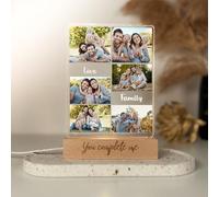 Lampada Personalizzata con 6 Foto - Regalo Originale per Mamma, Coppia, Famiglia, Anniversario, Compleanno - LED Regolabile - Made in Italy