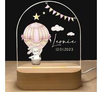 Lampada Personalizzata con Nome & Data - Luce Notturna per Bambini Bambina con Animali, Regali Nascita Bimbo Bimba Battesimo Compleanno Personalizzato, Idee Regalo Neonato, Regalo Natale per Neonata