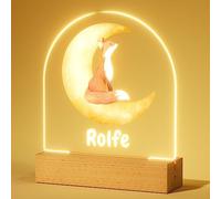 Lampada Personalizzata con Nome - Lampada Notturna per Bambini, Regalo Neonato, Idee Regalo Battesimo Bimbo, Regalo Nascita Bimba, Volpe