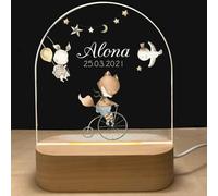 Lampada Personalizzata con Nome - Luce Notturna per Bambini Bambina Neonato con Animali, Regali Nascita Bimbo Bimba Battesimo Compleanno, Lampada per Camera, Idee Regalo Natale per Neonati Originali