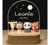 Lampada Personalizzata con Nome - Luce Notturna per Bambini Bambina Neonato con Animali, Regali Nascita Bimbo Bimba Battesimo Compleanno, Lampada per Camera, Idee Regalo Natale per Neonati Originali