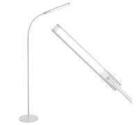 BAKAJI Lampada Piantana da terra a LED ad Alta Luminosità 7W 400 Lumen Luce Bianco 5500K Dimmerabile Luminosità 4 Livelli Accensione Gestione Touch Design Moderno 165cm in Metallo (Bianco)