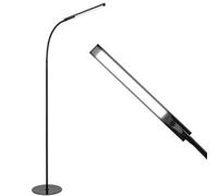 BAKAJI Lampada Piantana da terra a LED ad Alta Luminosità 7W 400 Lumen Luce Bianco 5500K Dimmerabile Luminosità 4 Livelli Accensione Gestione Touch Design Moderno 165cm in Metallo (Nero)