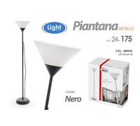 LAMPADA PIANTANA DA TERRA METALLO NERO TONDA VETRO CLASSICO MODERNA 17524 cm