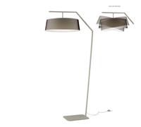 Lampada piantana da Terra Struttura in acciaio verniciato Grigio Chiaro URBAN Dimensioni 87xh 188 cm - 10,5 kg Paralume orientabile in Micro rete nera nero