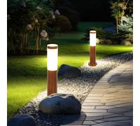 Lampada Piantana Luce con Piedistallo Braun Simil Legno da Percorso Inox 2er Set [EEK: Non valutato]
