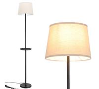 Lampada Piantana Terra Design Moderno Paralume E27 Tessuto con Tavolino Nero