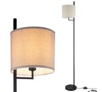 Lampada Piantana Terra Design Moderno Paralume E27 Tessuto e Metallo Nero