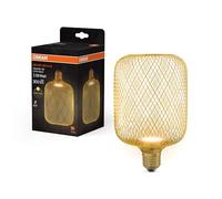 Osram Lampada piatta DECOR LED in metallo in plastica satinata in oro con 100 mm in bianco caldo (2700 K), 3,5 W / 300 lm e attacco E27, non è dimmerabile e offre un'illuminazione elegante.