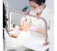 Lampada pieghevole a mezzaluna, lampada per nail art con arco di diamanti | 3000K-6000K e dimmerabile, lampada portatile 48W per estetiste con supporto telefono, per saloni di tatuaggi(Rose gold)