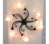 LAMPADA PLAFONIERA APPLIQUE LAMPADARIO EMOZIONI 6 LUCI DIAM. CM 55 NERO/RUGGINE
