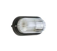 Applique Esterno Piccola Industriale Ovale Alluminio E Vetro Nero 1 Luce E27