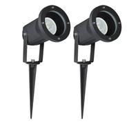 Lampada plug-in da esterno lampada plug-in orientabile picchetto giardino esterno patio, telecomando dimmerabile, nero, 1x LED RGB 3,5W 290Lm bianco caldo, PxH 9,5x33,5 cm, set di 2