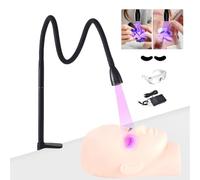 Lampada polimerizzante per colla UV per extension ciglia, lampada per ciglia a LED con interruttore a pedale, collo di cigno flessibile da 5 W, lampada con morsetto da tavolo,Black