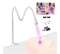 Lampada polimerizzante per colla UV per extension ciglia, lampada per ciglia a LED con interruttore a pedale, collo di cigno flessibile da 5 W, lampada con morsetto da tavolo,White